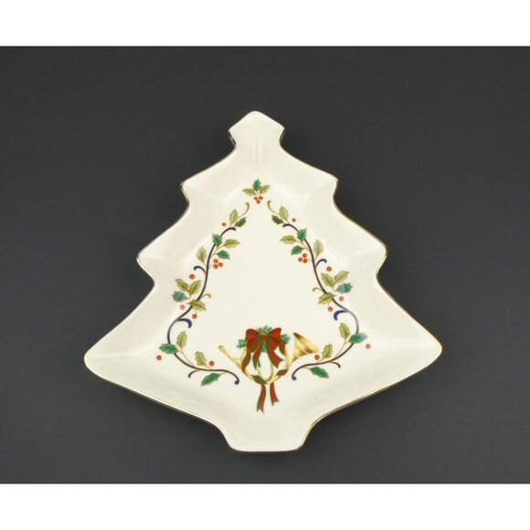 Mikasa Fine China Holiday Elegance Christmas Tree Shaped Serving Dish - Picture 1 of 11
